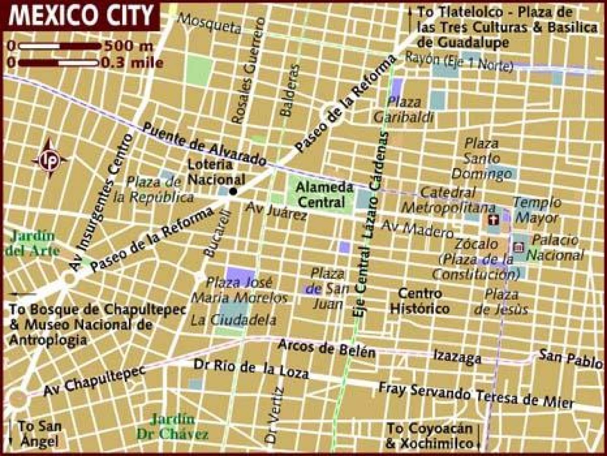 centro történeti Mexico City térkép