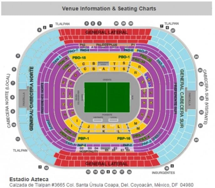 estadio azteca ülő térkép