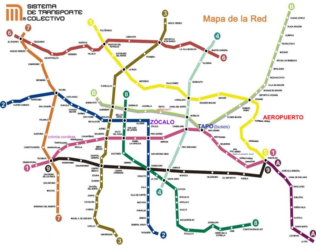 Mexico City vonat térkép