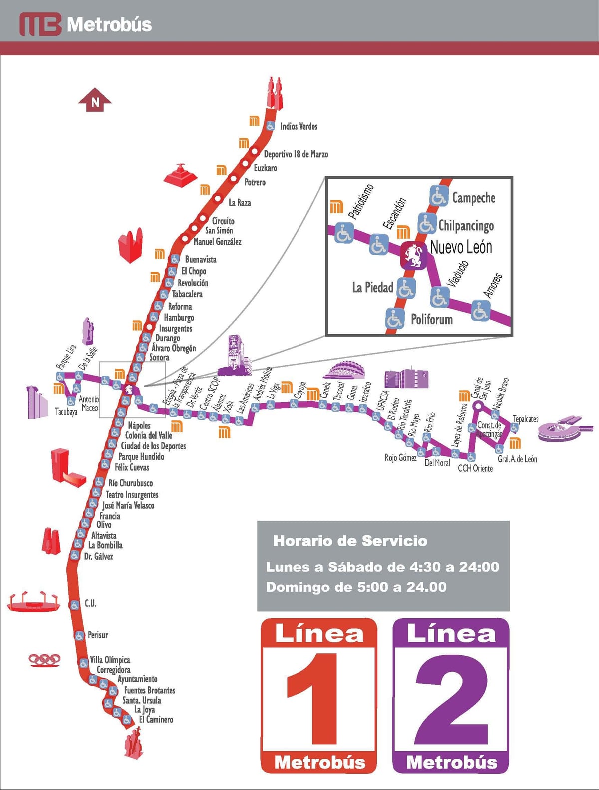 térkép metrobus Mexico City