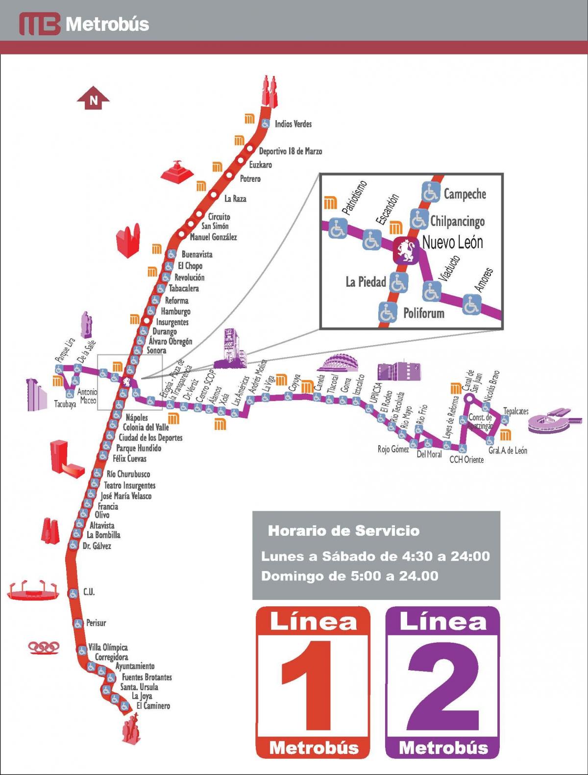 térkép metrobus Mexico City