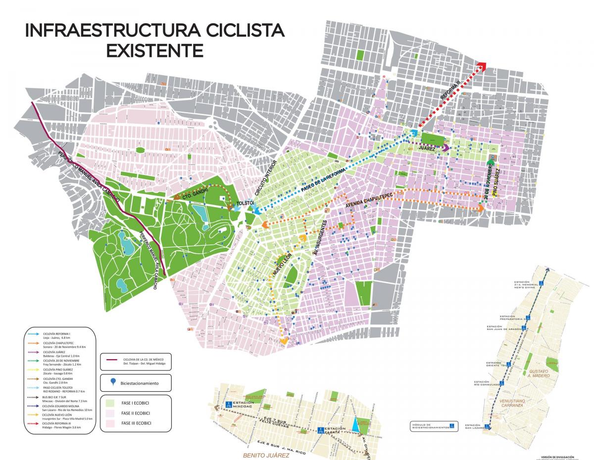 térkép Mexico City kerékpár
