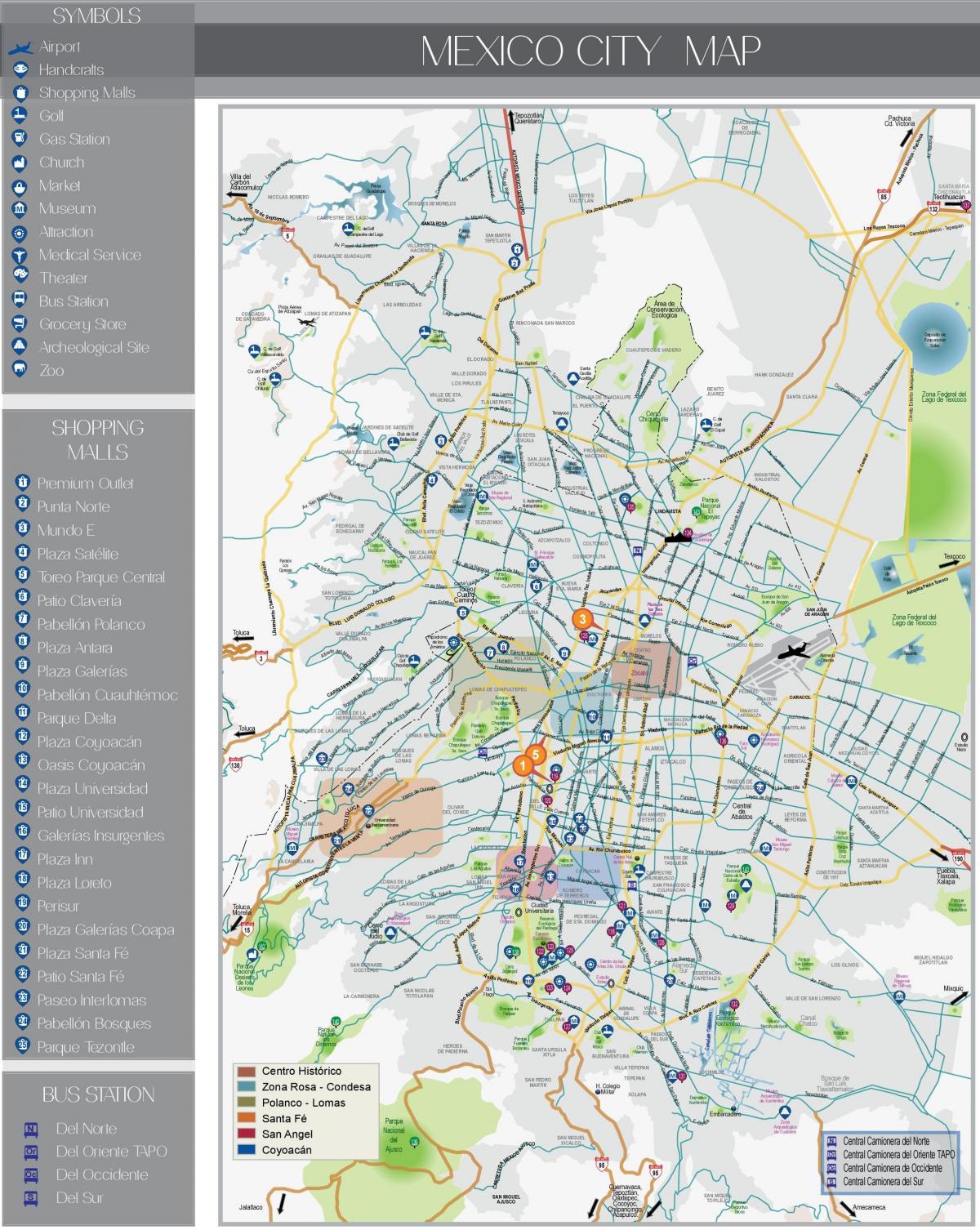 Mexico City látnivalók térkép
