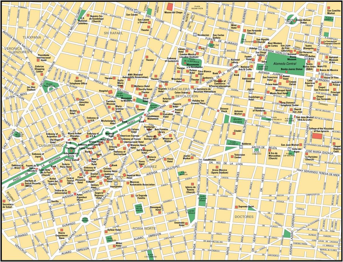 térkép Mexico City látványosság