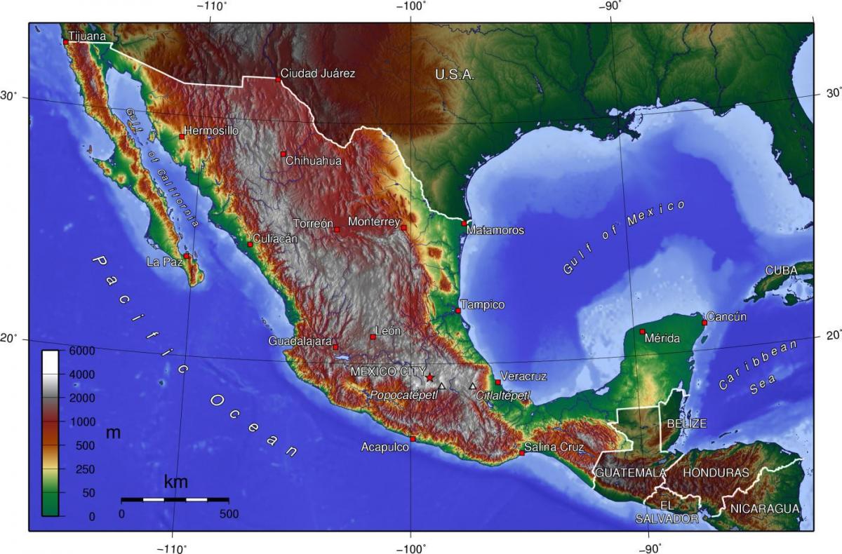 Mexico City-topográfiai térkép
