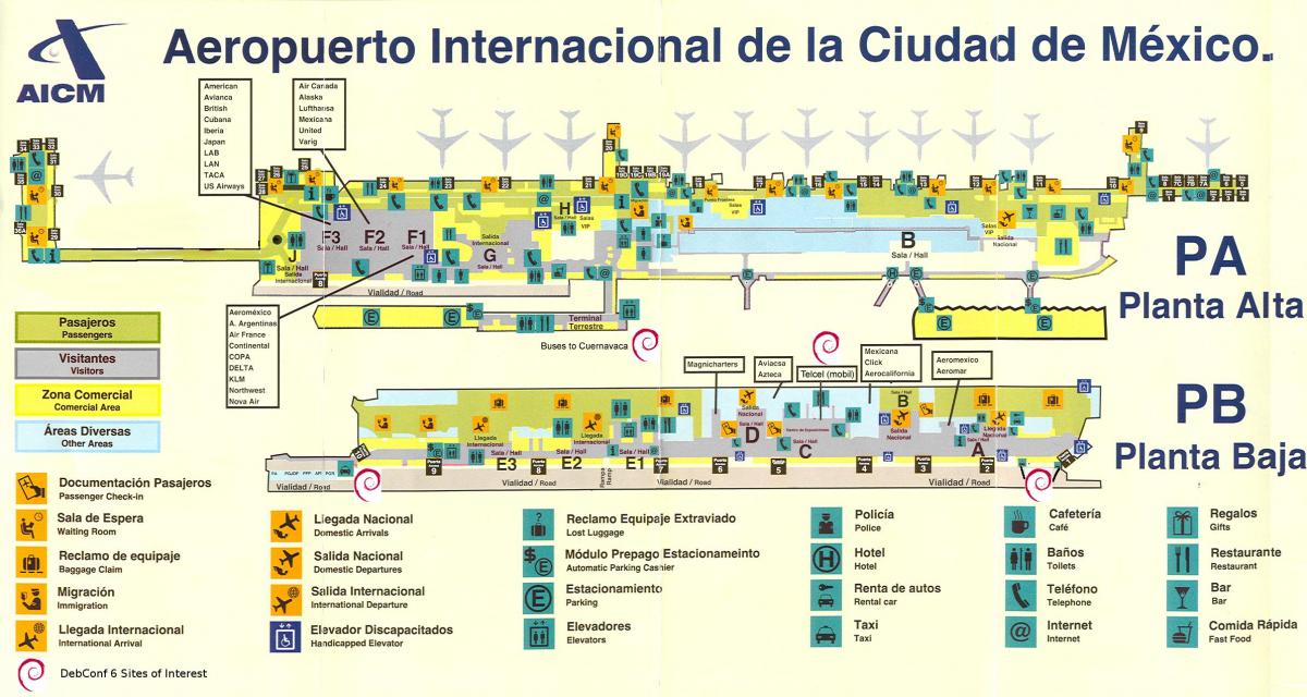 Mexico City nemzetközi repülőtér térkép