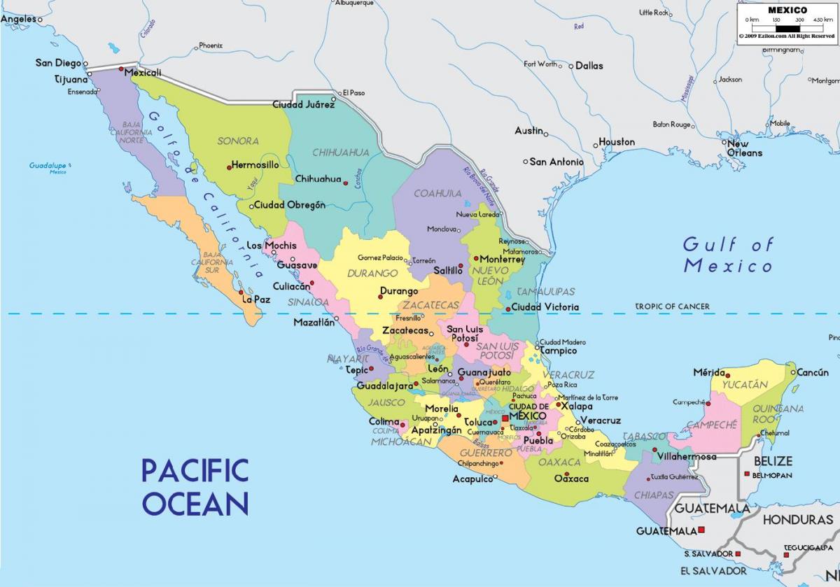 térkép Mexikó Város, állam