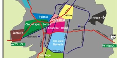 A környék térkép Mexico City
